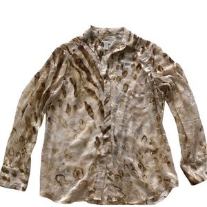Chico's Brown and Cream Patterned Blouse